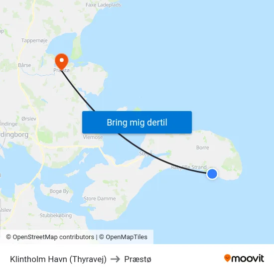 Klintholm Havn (Thyravej) to Præstø map