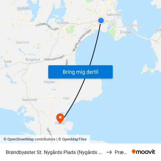 Brøndbyøster St. Nygårds Plads (Nygårds Plads) to Præstø map