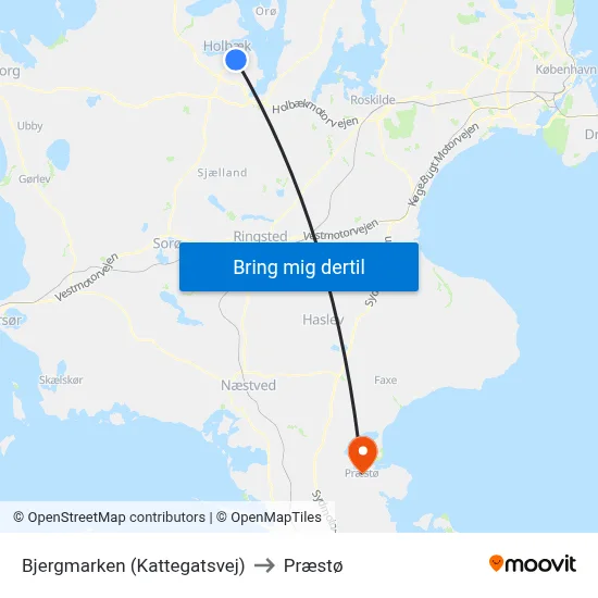 Bjergmarken (Kattegatsvej) to Præstø map