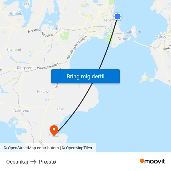 Oceankaj to Præstø map