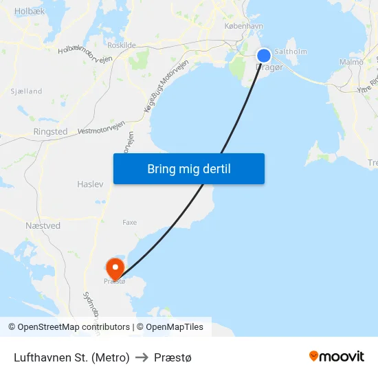 Lufthavnen St. (Metro) to Præstø map