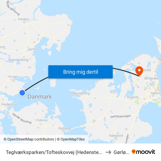 Teglværksparken/Tofteskovvej (Hedensted Kom) to Gørløse map