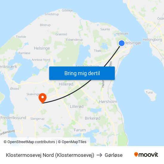 Klostermosevej Nord (Klostermosevej) to Gørløse map