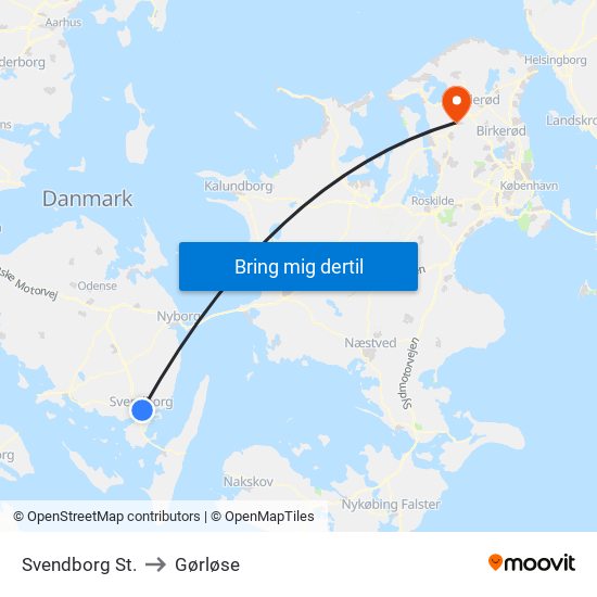 Svendborg St. to Gørløse map