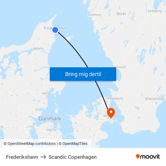 Frederikshavn to Scandic Copenhagen map