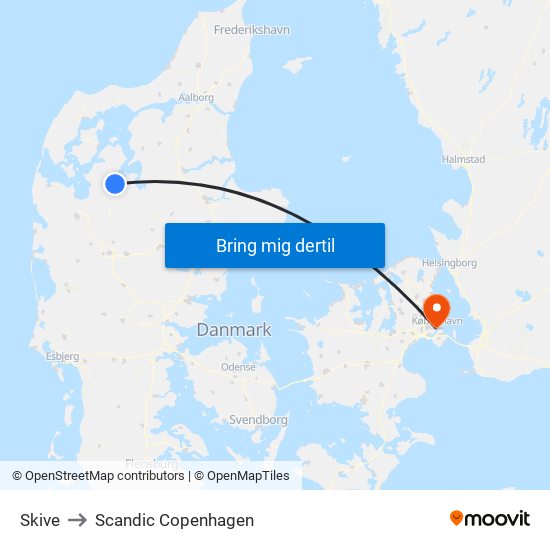 Skive to Scandic Copenhagen map