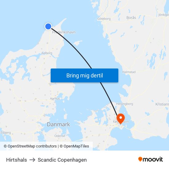 Hirtshals to Scandic Copenhagen map