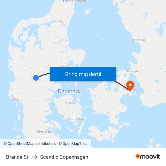 Brande St. to Scandic Copenhagen map