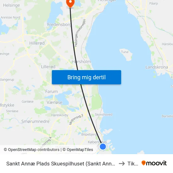Sankt Annæ Plads Skuespilhuset (Sankt Annæ Plads) to Tikøb map