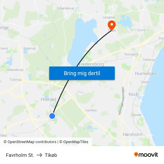 Favrholm St. to Tikøb map