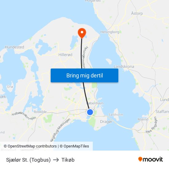 Sjælør St. (Togbus) to Tikøb map