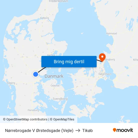 Nørrebrogade V Ørstedsgade (Vejle) to Tikøb map