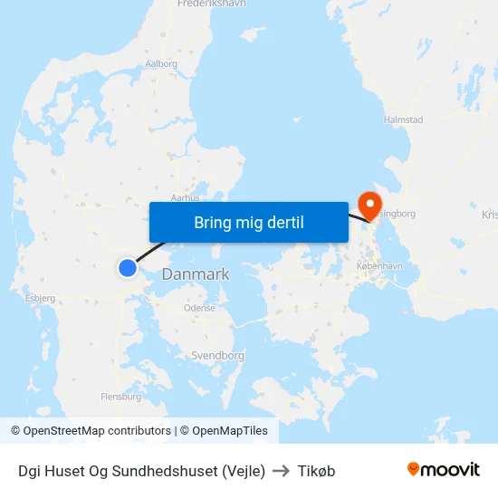 Dgi Huset Og Sundhedshuset (Vejle) to Tikøb map