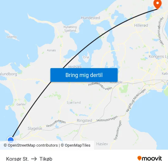 Korsør St. to Tikøb map