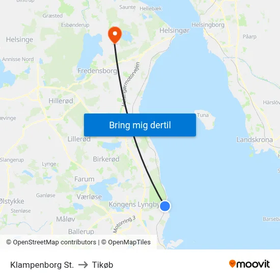 Klampenborg St. to Tikøb map