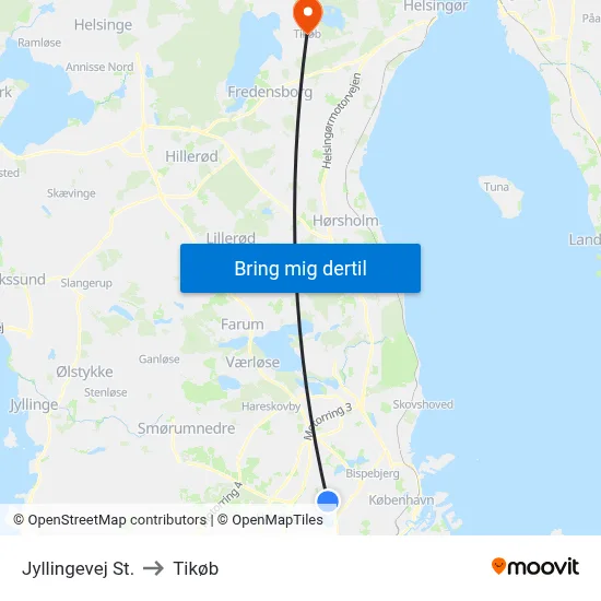 Jyllingevej St. to Tikøb map