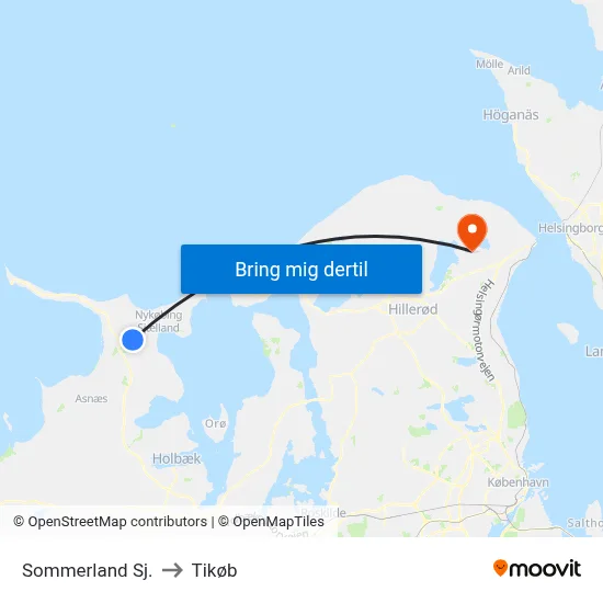Sommerland Sj. to Tikøb map