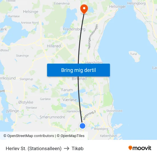 Herlev St. (Stationsalleen) to Tikøb map