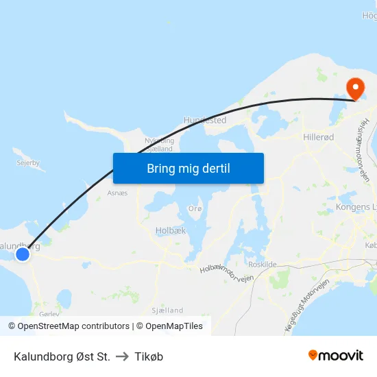 Kalundborg Øst St. to Tikøb map