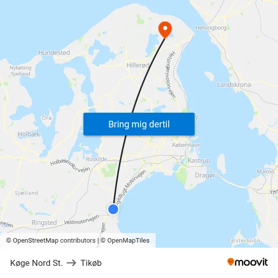 Køge Nord St. to Tikøb map