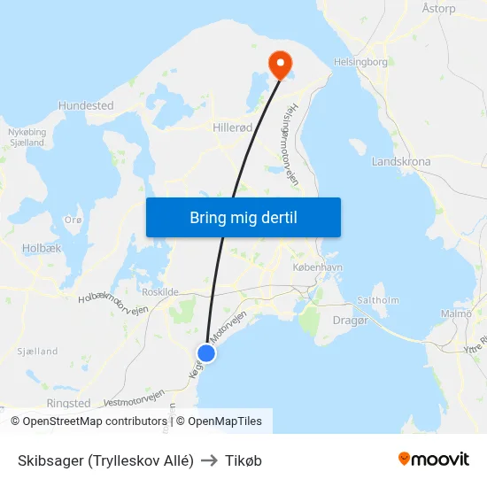 Skibsager (Trylleskov Allé) to Tikøb map