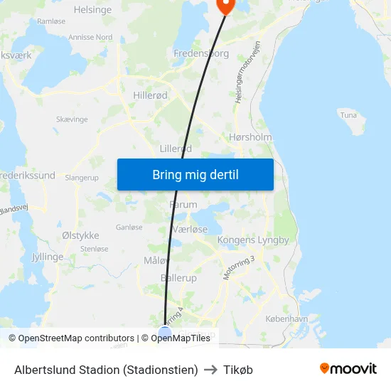 Albertslund Stadion (Stadionstien) to Tikøb map
