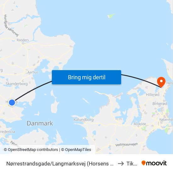 Nørrestrandsgade/Langmarksvej (Horsens Kom) to Tikøb map