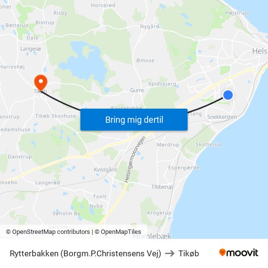 Rytterbakken (Borgm.P.Christensens Vej) to Tikøb map