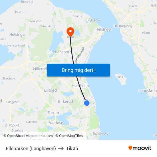 Elleparken (Langhaven) to Tikøb map
