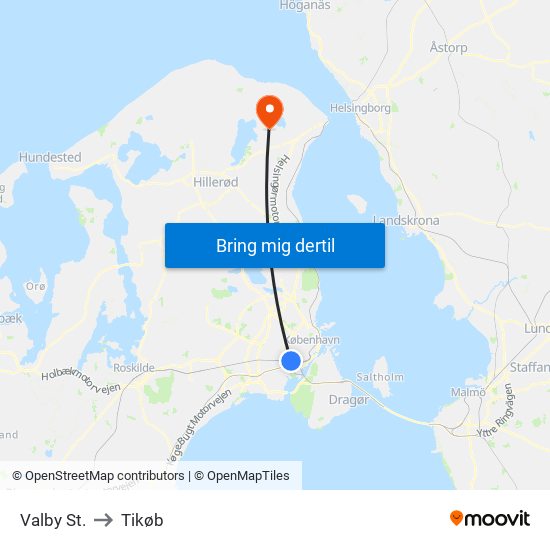 Valby St. to Tikøb map