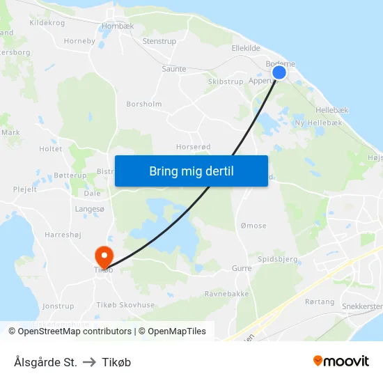 Ålsgårde St. to Tikøb map