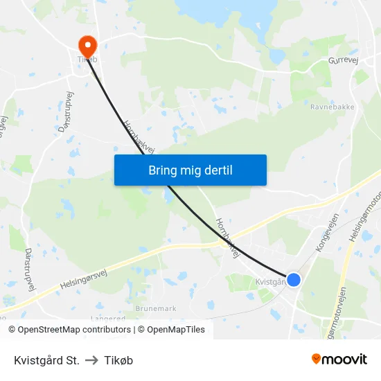 Kvistgård St. to Tikøb map