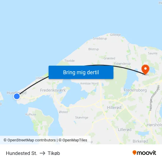 Hundested St. to Tikøb map