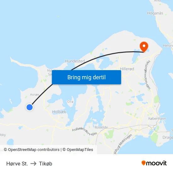 Hørve St. to Tikøb map