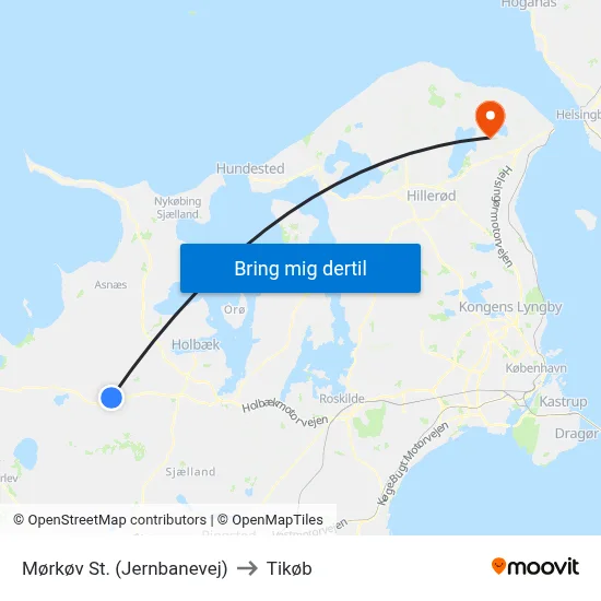 Mørkøv St. (Jernbanevej) to Tikøb map