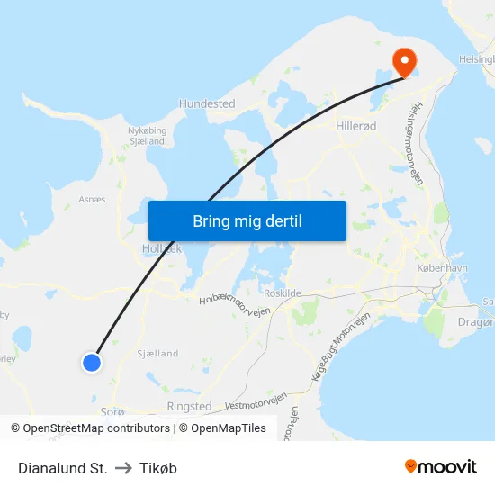Dianalund St. to Tikøb map