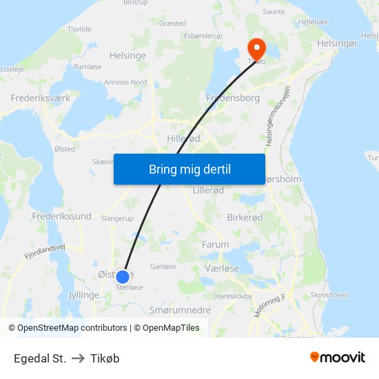 Egedal St. to Tikøb map