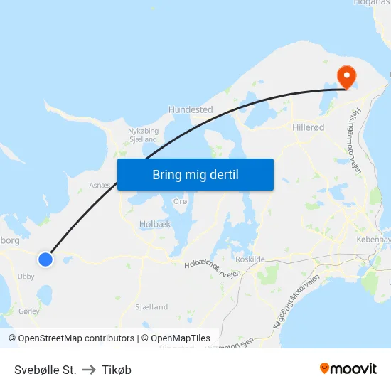 Svebølle St. to Tikøb map
