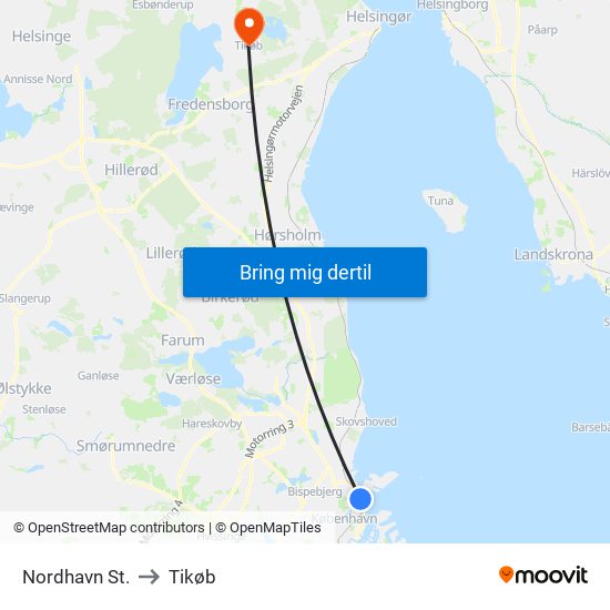 Nordhavn St. to Tikøb map