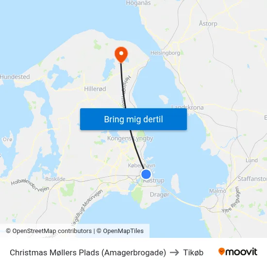 Christmas Møllers Plads (Amagerbrogade) to Tikøb map
