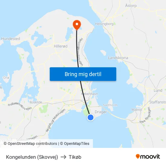 Kongelunden (Skovvej) to Tikøb map