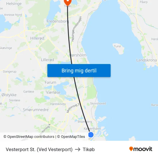 Vesterport St. (Ved Vesterport) to Tikøb map