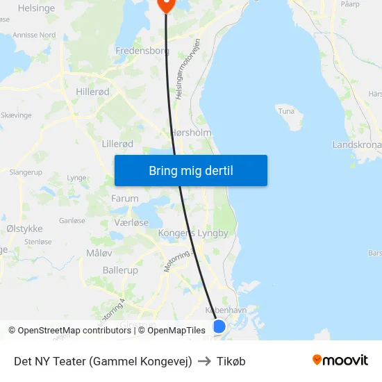 Det NY Teater (Gammel Kongevej) to Tikøb map