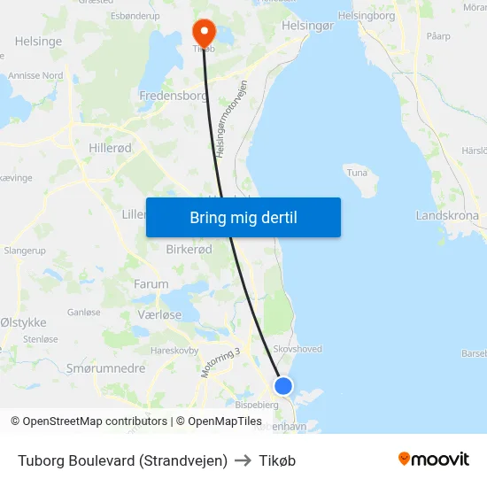 Tuborg Boulevard (Strandvejen) to Tikøb map