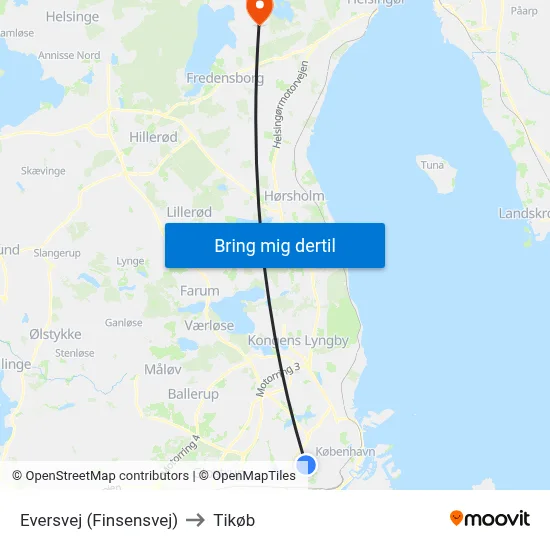 Eversvej (Finsensvej) to Tikøb map