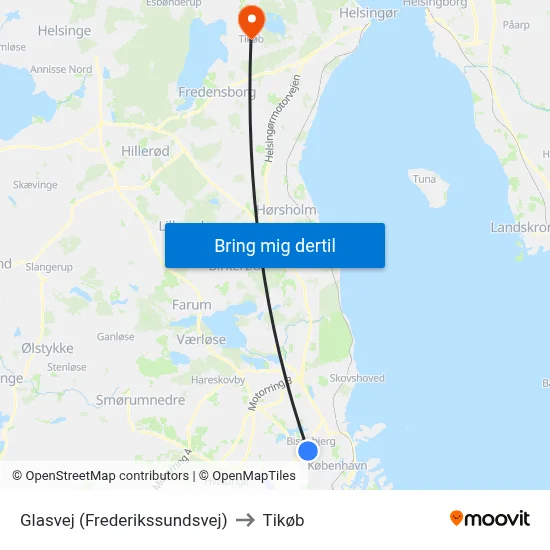 Glasvej (Frederikssundsvej) to Tikøb map