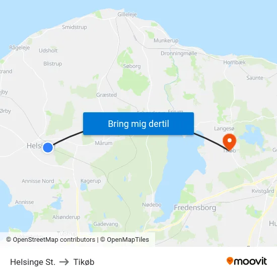 Helsinge St. to Tikøb map