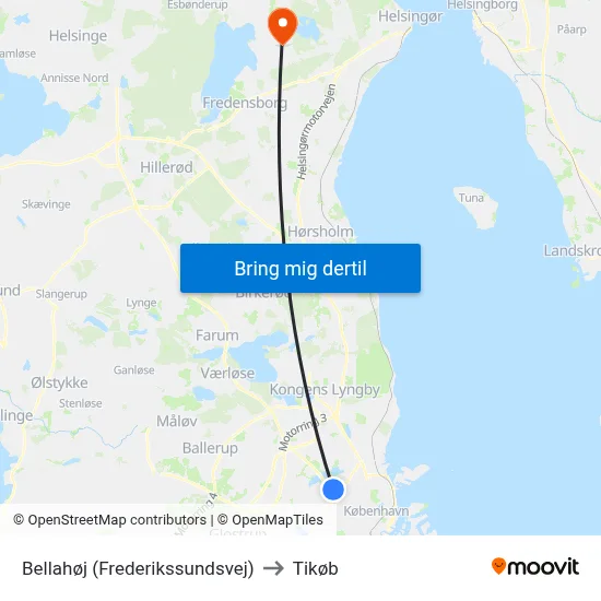 Bellahøj (Frederikssundsvej) to Tikøb map