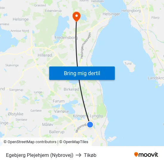 Egebjerg Plejehjem (Nybrovej) to Tikøb map