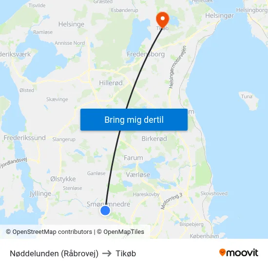 Nøddelunden (Råbrovej) to Tikøb map
